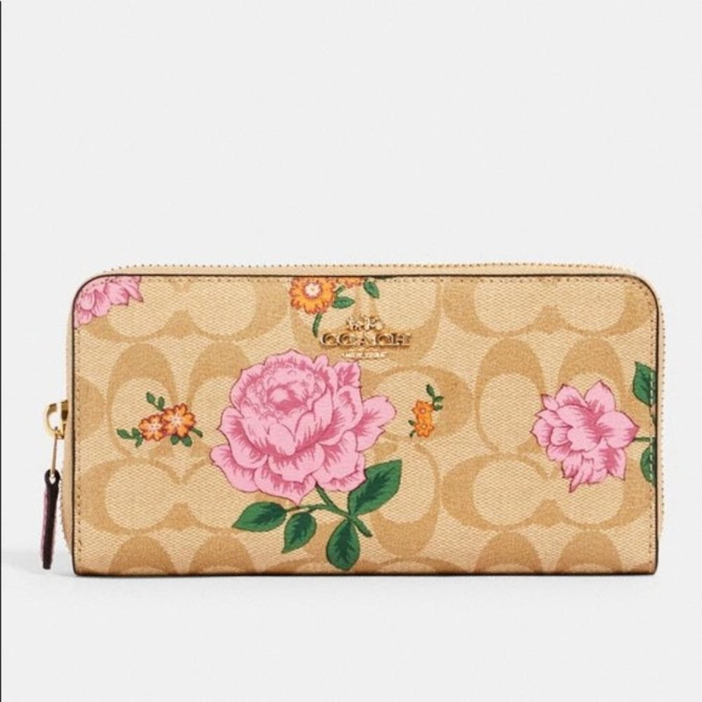Coach Signature Rose Accordion Wallet